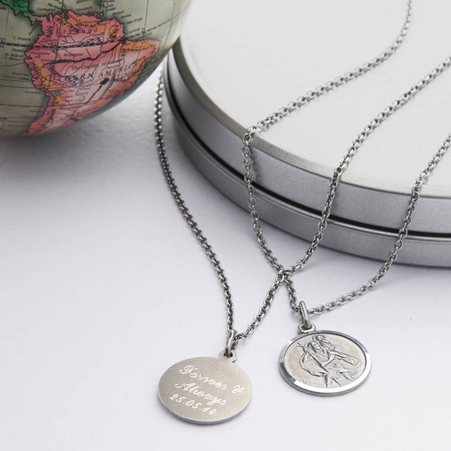 personalized Silver St Christpher Medal Necklace - Name My Jewelry &trade;